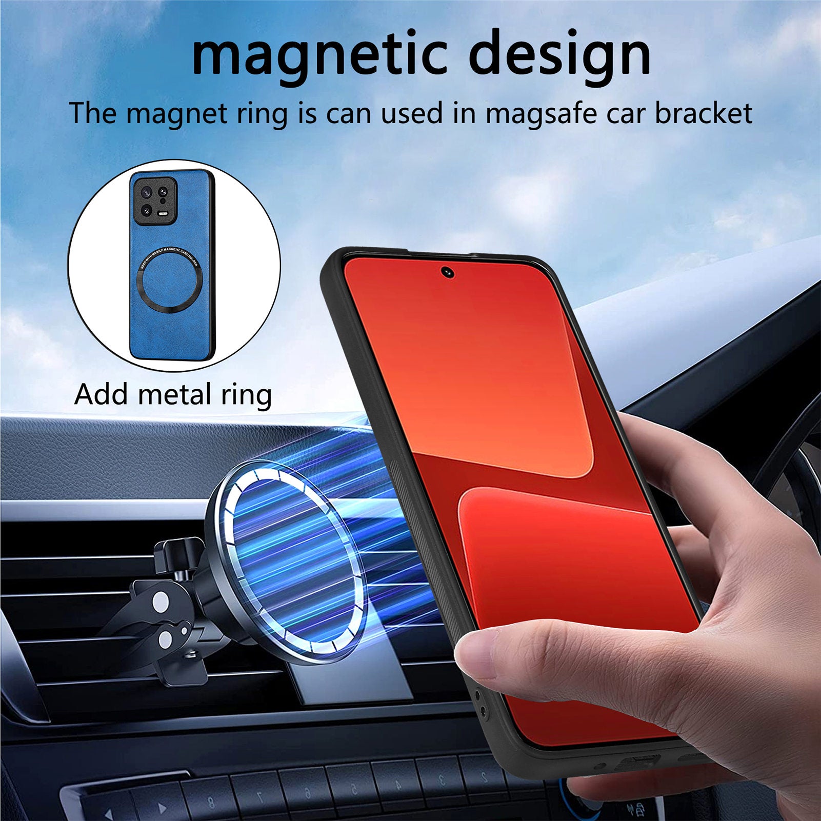 Anti-drop Phone Case Compatible with MagSafe for Xiaomi 13 5G PU Leather Coated PC TPU Cover Anti-drop Phone Case Compatible with MagSafe for Xiaomi 13 5G PU Leather Coated PC TPU Cover